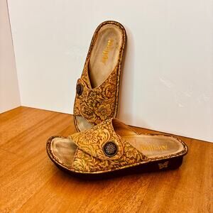 Alegria PG Lite Slides Leather Floral Women Size 37  6.5 VIV-166 Sandals Wedge